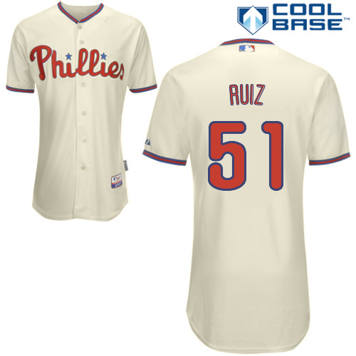 Carlos Ruiz #51 MLB Jersey-Philadelphia Phillies Men's Authentic Alternate White Cool Base Home Baseball Jersey